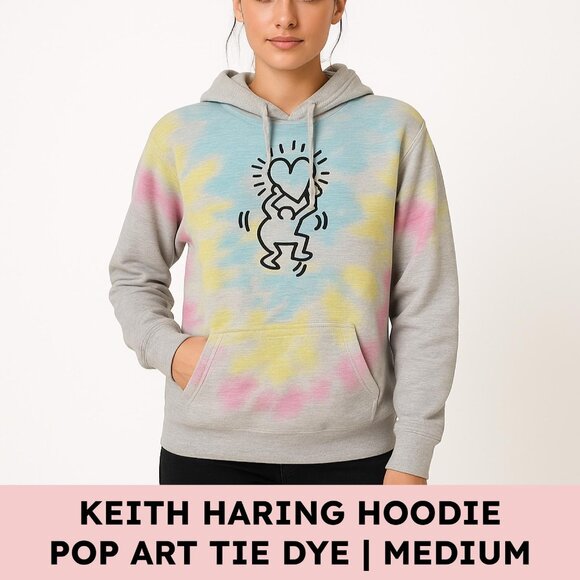 keith haring Tops - Keith Haring Tie Dye Graphic Hoodie Pop Art Medium